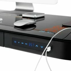 47" Airlift Tempered Glass Electric Standing Desktop Dual 2.4A USB Charging Port Height Adjustable - Seville Classics Black/walnut -Outlet Desks Store unnamed file 4703