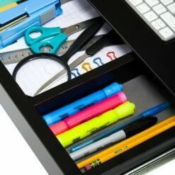 47" Airlift Tempered Glass Electric Standing Desktop Dual 2.4A USB Charging Port Height Adjustable - Seville Classics Black/walnut -Outlet Desks Store unnamed file 4704