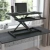 Flash Furniture Adjustable Height Desk Riser with Keyboard Tray; Sit to Stand Workstation-Dual Monitor/Laptop-Tablet/Phone Slot