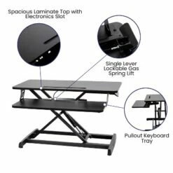 Flash Furniture Adjustable Height Desk Riser with Keyboard Tray; Sit to Stand Workstation-Dual Monitor/Laptop-Tablet/Phone Slot -Outlet Desks Store unnamed file 4719