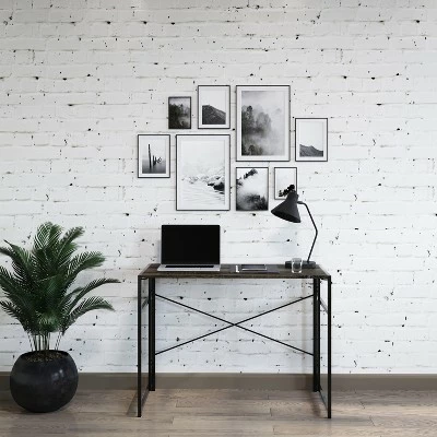 Lavish Home Folding Industrial Computer Desk, Gray/Brown 7 Lavish Home Folding Industrial Computer Desk, Gray/Brown - Image 5
