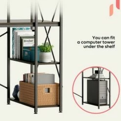 Bestier 47 Inch Compact Computer Writing Desk with 4 Tier Storage Shelves amd Crossbar Support for Home Office, Apartment, Dorm, Brown -Outlet Desks Store unnamed file 4752