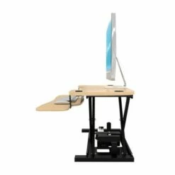VersaDesk 36 Inch Power Pro Electric Powered Ergonomic Standing Desk Converter with LED Light Illuminated Keyboard and Mouse Tray, Maple Woodgrain -Outlet Desks Store unnamed file 4757