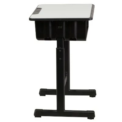 Flash Furniture Student Desk with Grey Top and Adjustable Height Black Pedestal Frame 11 Flash Furniture Student Desk with Grey Top and Adjustable Height Black Pedestal Frame - Image 9