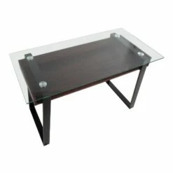 Duke Contemporary Desk - LumiSource Black/walnut/clear -Outlet Desks Store unnamed file 4817