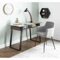 Duke Contemporary Desk - LumiSource Black/walnut/clear -Outlet Desks Store unnamed file 4821