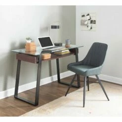 Duke Contemporary Desk - LumiSource Black/walnut/clear -Outlet Desks Store unnamed file 4822