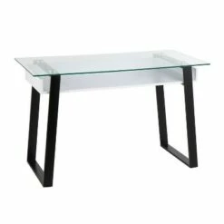 Duke Contemporary Desk - LumiSource Black/walnut/clear -Outlet Desks Store unnamed file 4825
