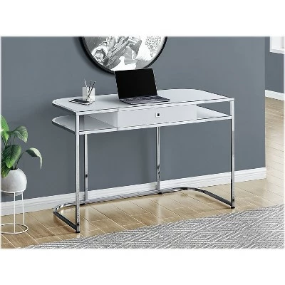 Monarch 47" Computer Desk Glossy White/Chrome (I 7520) 3 Monarch 47" Computer Desk Glossy White/Chrome (I 7520)