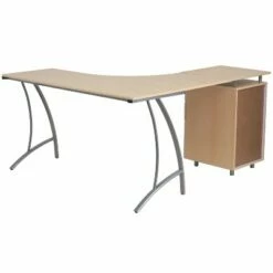 Flash Furniture Laminate L-Shape Desk with Three Drawer Pedestal