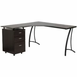 Flash Furniture Laminate L-Shape Desk with Three Drawer Pedestal -Outlet Desks Store unnamed file 4863