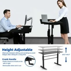 Costway Standing Desk Height Adjustable Sit to Stand Workstation w/Crank Handle White/Black/Brown -Outlet Desks Store unnamed file 490