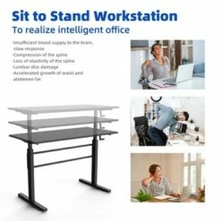 Costway Standing Desk Height Adjustable Sit to Stand Workstation w/Crank Handle White/Black/Brown -Outlet Desks Store unnamed file 491