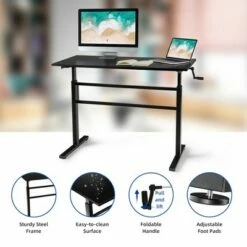 Costway Standing Desk Height Adjustable Sit to Stand Workstation w/Crank Handle White/Black/Brown -Outlet Desks Store unnamed file 492