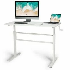 Costway Standing Desk Height Adjustable Sit to Stand Workstation w/Crank Handle White/Black/Brown -Outlet Desks Store unnamed file 495