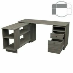 L Shaped Computer Work Station Smoked Oak - Inval -Outlet Desks Store unnamed file 5016