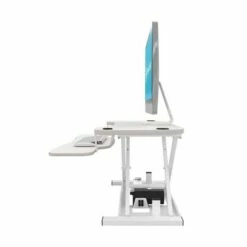 VersaDesk 36 Inch Power Pro Electric Powered Ergonomic Standing Desk Converter with LED Light Illuminated Keyboard and Mouse Tray, White -Outlet Desks Store unnamed file 5074