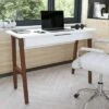 Home Office Writing Computer Desk with Drawer - Riverstone Furniture White/walnut