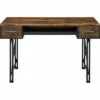 Computer Desk with 2 Drawers and Keyboard Tray Brown/Black - Benzara -Outlet Desks Store unnamed file 5115