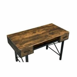 Computer Desk with 2 Drawers and Keyboard Tray Brown/Black - Benzara -Outlet Desks Store unnamed file 5117