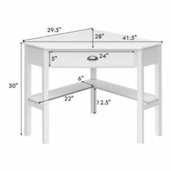 Costway Corner Computer Desk Laptop Writing Table Wood Workstation Home Office Furniture White