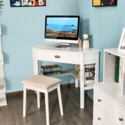 Costway Corner Computer Desk Laptop Writing Table Wood Workstation Home Office Furniture White -Outlet Desks Store unnamed file 5175