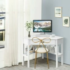 Costway Corner Computer Desk Laptop Writing Table Wood Workstation Home Office Furniture White -Outlet Desks Store unnamed file 5176