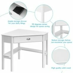 Costway Corner Computer Desk Laptop Writing Table Wood Workstation Home Office Furniture White -Outlet Desks Store unnamed file 5178