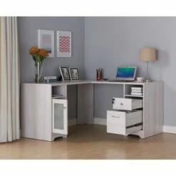 Ghally Locking Drawer L-Shape Desk with USB Ports White Oak - miBasics -Outlet Desks Store unnamed file 5256