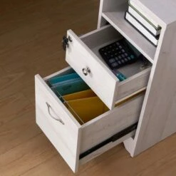 Ghally Locking Drawer L-Shape Desk with USB Ports White Oak - miBasics -Outlet Desks Store unnamed file 5257