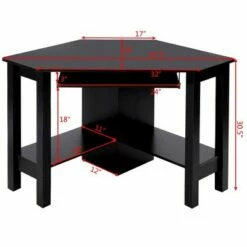 Costway Wooden Corner Desk With Drawer Computer PC Table Study Office Room Black