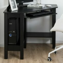 Costway Wooden Corner Desk With Drawer Computer PC Table Study Office Room Black -Outlet Desks Store unnamed file 5282