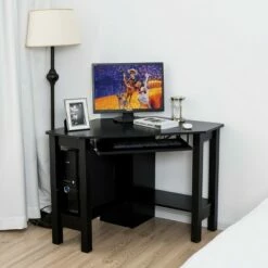 Costway Wooden Corner Desk With Drawer Computer PC Table Study Office Room Black -Outlet Desks Store unnamed file 5283