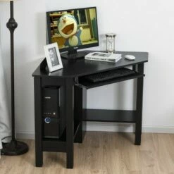 Costway Wooden Corner Desk With Drawer Computer PC Table Study Office Room Black -Outlet Desks Store unnamed file 5284