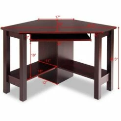 Costway Wooden Corner Desk With Drawer Computer PC Table Study Office Room Brown