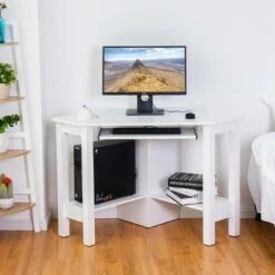 Costway Wooden Corner Desk With Drawer Computer PC Table Study Office Room White -Outlet Desks Store unnamed file 5303