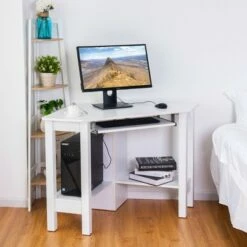 Costway Wooden Corner Desk With Drawer Computer PC Table Study Office Room White -Outlet Desks Store unnamed file 5304