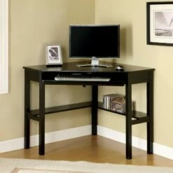 Erona Modern Corner Computer Desk Black - miBasics