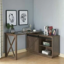 Sevyn Transitional L Shape Desk Walnut Oak - HOMES: Inside + Out -Outlet Desks Store unnamed file 5332