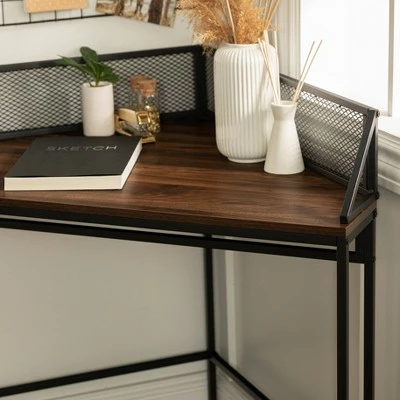 Urban Industrial Corner Desk with Pen Storage - Saracina Home Gray Wash 4 Urban Industrial Corner Desk with Pen Storage - Saracina Home Gray Wash - Image 2