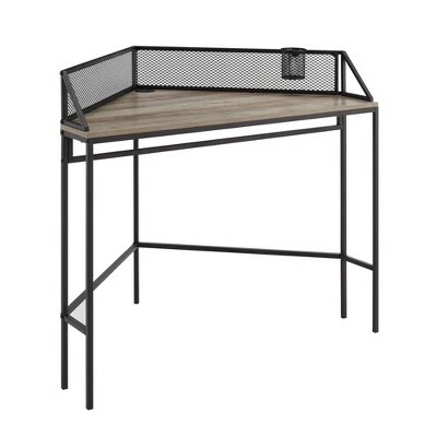Urban Industrial Corner Desk with Pen Storage - Saracina Home Gray Wash 10 Urban Industrial Corner Desk with Pen Storage - Saracina Home Gray Wash - Image 8