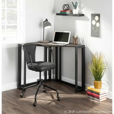 Roman Industrial Corner Desk - LumiSource Black/espresso 12 Roman Industrial Corner Desk - LumiSource Black/espresso - Image 10