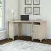 Salinas Corner Desk with Storage - Bush Furniture Antique White