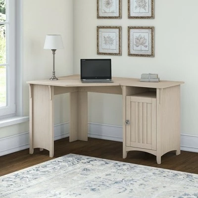 Salinas Corner Desk with Storage - Bush Furniture Antique White 3 Salinas Corner Desk with Storage - Bush Furniture Antique White