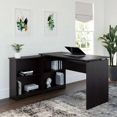 Cabot 3 Position Sit To Stand Corner Bookshelf Desk - Bush Furniture Cherry Red 12 Cabot 3 Position Sit To Stand Corner Bookshelf Desk - Bush Furniture Cherry Red - Image 10