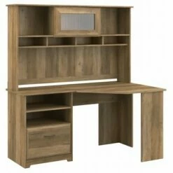 Cabot 60W Corner Desk with Hutch - Bush Furniture Reclaimed Pine -Outlet Desks Store unnamed file 5421
