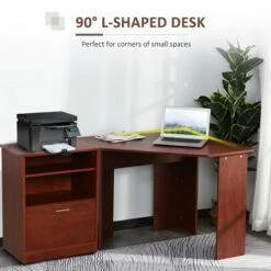 HomCom 2 Piece Corner Computer Desk Workstation with Printer Stand Storage Cabinet -Outlet Desks Store unnamed file 5474