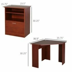 HomCom 2 Piece Corner Computer Desk Workstation with Printer Stand Storage Cabinet -Outlet Desks Store unnamed file 5475