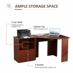 HomCom 2 Piece Corner Computer Desk Workstation with Printer Stand Storage Cabinet -Outlet Desks Store unnamed file 5476