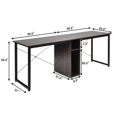 Costway 2 Person Computer Desk 79''Large Double Workstation Dual Office Desk w/Storage 3 Costway 2 Person Computer Desk 79''Large Double Workstation Dual Office Desk w/Storage
